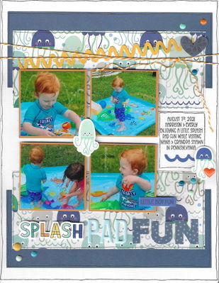 Splash Pad Fun 
Sketch N Scrap - Sketch #241 by Heather Hall 

Journaling reads -
August 7th, 2021 - Harrison & Everly enjoying a little Splash Pad Fun while 
