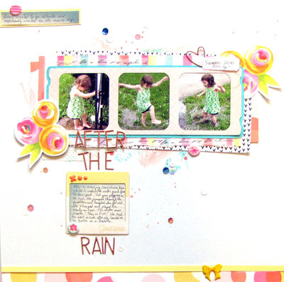9.20 Challenge -- After the Rain
These pictures of Anna playing in the puddles are from 2010. I used a sketch from the Citrus Twist Kits blog and scraps/embellishments from several Citrus Twist kits.
