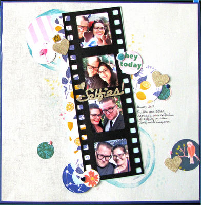 Selfies
My younger daughter and her new husband are selfie fans; these are a few from their honeymoon at Disney World. I used a sketch from Stuck?! Sketches and the March kit from Citrus twist Kits
