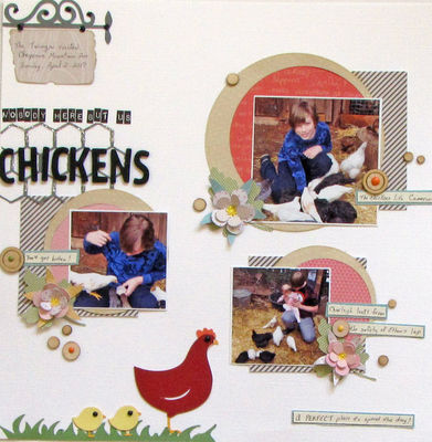 Nobody here but us chickens
I used the current sketch from My Creative Sketches and a Citrus Twist Project Life kit from August 2014. My daughter took the photos of her kids at Cheyenne Mountain Zoo last Sunday.
