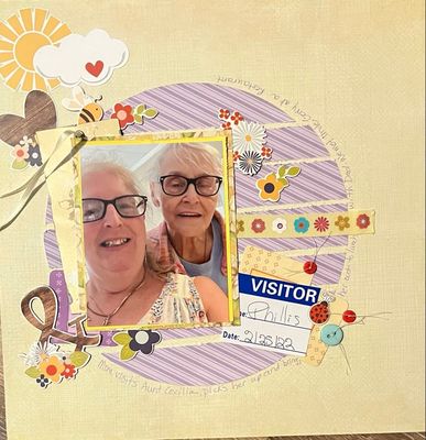 Visitor
August 17 challenge
A visit with my Ant in Florida.  My mom's younger sister
Keywords: Circle;hearts;flowers, washi tape;tag