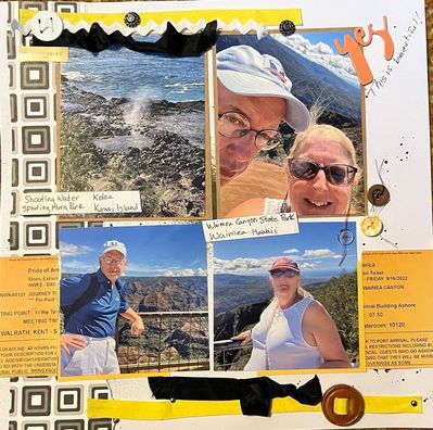 Hawaii day 5
11/12 mashed potatoes challenge
Keywords: ribbon;yellow;black;white;ink splatters;buttons;brads