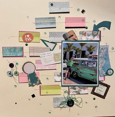 Wish you were here
December 10 Die Hard challenge
Keywords: metal;travel;sewing;ink;buttons;string;pop dots;arrow