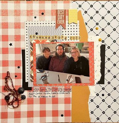 Thanksgiving 2022
March 1 challenge.  Getting ready 
Keywords: Burtons;thread;pp;stars;sequins;pop dots;brads