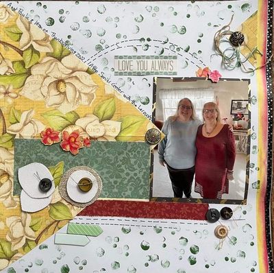 Love you always
February 25 challenge
Keywords: Flowers;stamping;stickers;white card stock base;one photo;chipboard