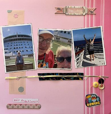 2024  Aruba and Curacoa
1/15 E-L- V-I-S Challenge
Keywords: cardboard;lace;vellum;inked edges;stickers;buttons