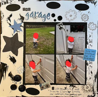 The Garage
6/4/25 Farm Chores challenge
Keywords: black paint;ovals;stars;blue;flower stickers;buttons