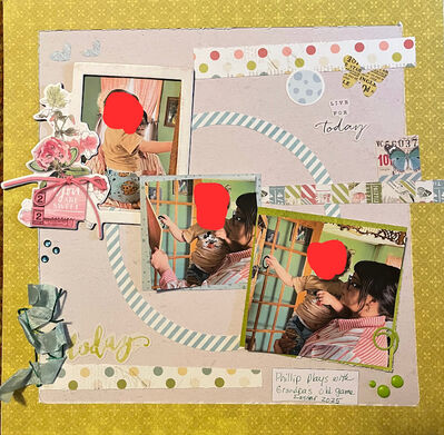Live for today
Sketch Challenge 4/28/25
Keywords: butterfly;stamp;hearts;ribbon;thread;chipboard;circle;gems;pop dots;stickers