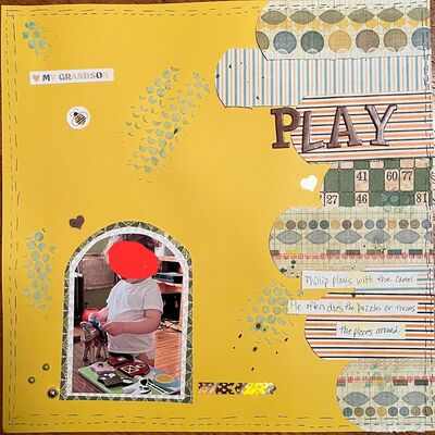 Play
October 1, 2025 challenge
Keywords: stencil;putty;stars;hearts;faux stitching;pop dots;stickers