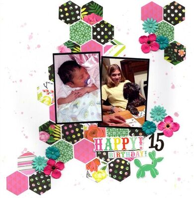 Happy 15th Birthday - March 7th Challenge
Photos of sweet granddaughter Lucy newborn and with her doggie Pixie, March 2024.
Keywords: Pink Paislee