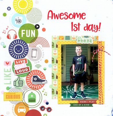 Awesome 1st Day! - Birthday Bash Crop #8
Photo of sweet grandson Evan on his first day back to school, August 2021. 
Keywords: Pinkfresh Studio