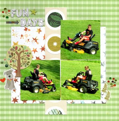 Fun Days - August 2nd Challenge
Photos of sweet grandson Marcus. We are fortunate that our grandsons love mowing with our big riding lawn mower, July 2021.

Keywords: Cocoa Vanilla, Pinkfresh Studio