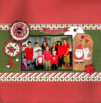 Merry Christmas
{Sorry for the shadows. My scanner doesn't like anything lumpy.}

Group photo of my sweet grandkids, Christmas 2019. 

Keywords: Echo Park