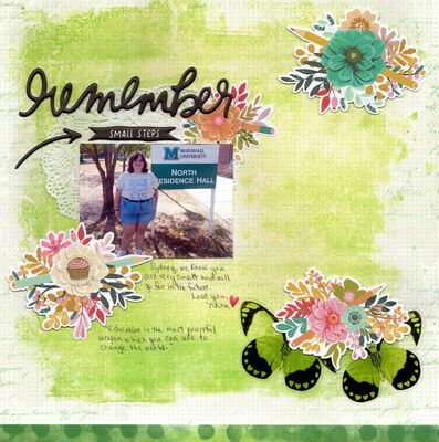 Remember Small Steps - July 18th Challenge
Photo of sweet granddaughter Sydney who enrolled at Marshall University, August 2024.

Keywords: american crafts