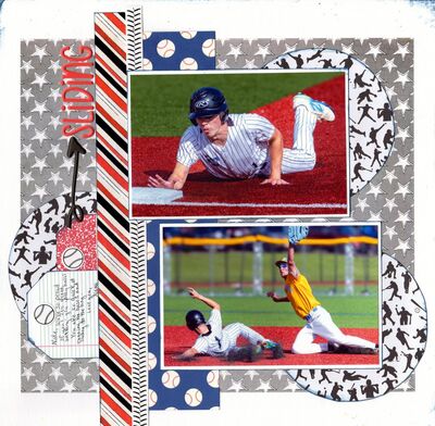 Sliding - November 22nd Challenge
Photos of sweet grandson Nate sliding around the bases in baseball. They have turf so when it's wet the particles and water fly as in the bottom photo. (May 2025)

Keywords: Reminisce