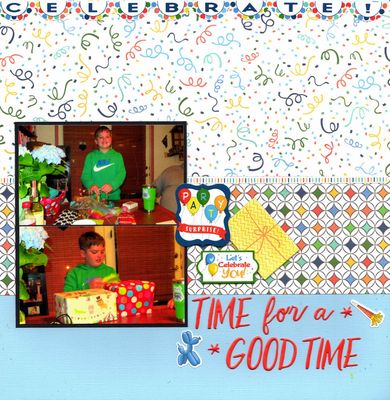 Time For A Good Time - March 10th Challenge
Photos of sweet grandson Kellan opening gifts on his 11th birthday, May 2021.
Keywords: Carta Bella