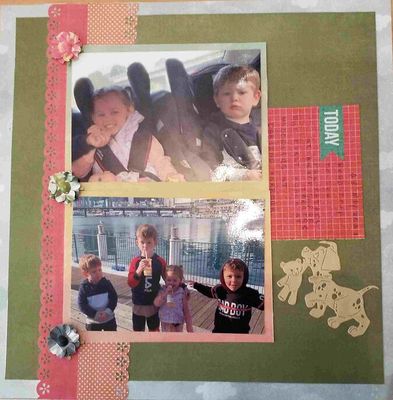Saturday 22nd Jyst like Grandma Use to make. Pan De Polvo
5 pattern papers , dyes I used a border punch, Red 
