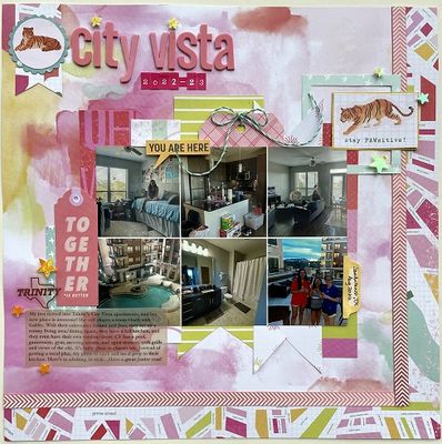City Vista
This page is about my daughter's new campus apartment. It's a sweet place, and she and her roommates have worked to make it homey.
This is a lift from a Scrap Our Stash page.

